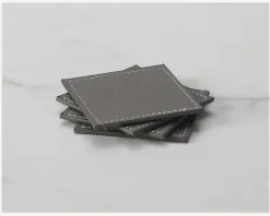 Coaster Grå PU 4 Stk. 10x10 cm