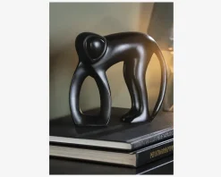 Figur abe sort metal H.15 cm
