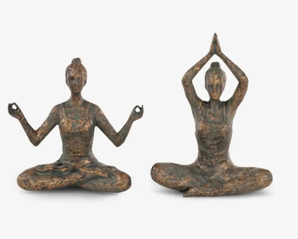 Figur yoga dame antique ass H.18 cm