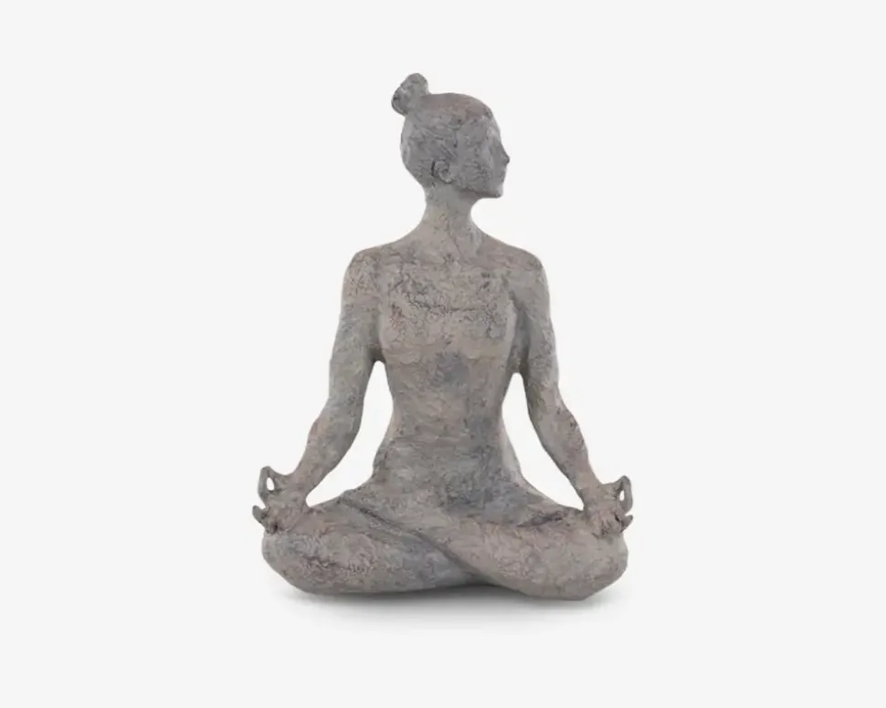 Figur yoga dame grå 18x11x24 cm
