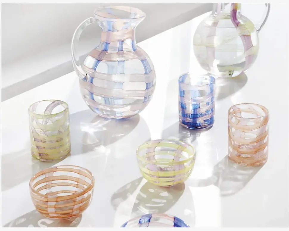 Glas Mønster Blå/Rosa H.11 cm