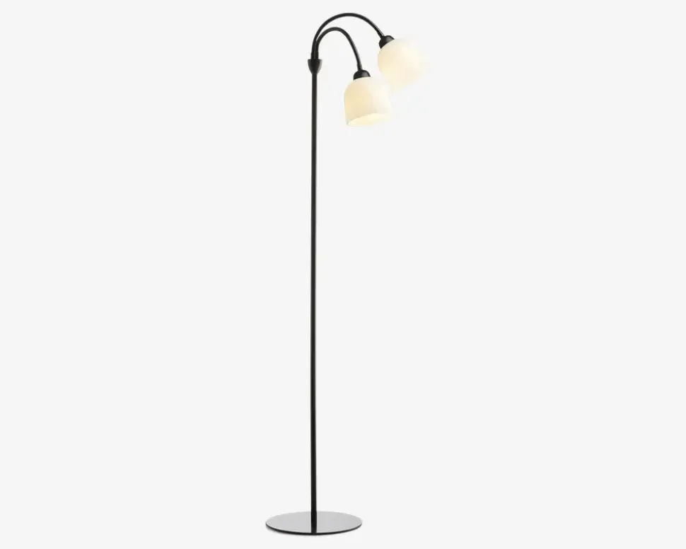 Gulvlampe Glow m. 2 arme sort H.130 cm