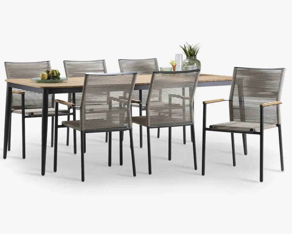 Havebord teak/aluminium 100x210 cm