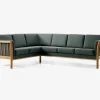 Hjørnesofa grøn med massive trægavle