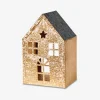 Hus t/fyrfadslys metal 7x5x12 cm