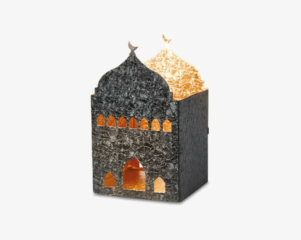 Hus t/fyrfadslys metal 7x8x13 cm