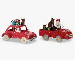 Julebil med julemand LED ass H.16 cm