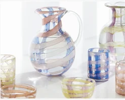 Kande Mønster Glas Blå/Pink H.22 cm