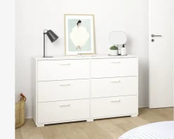 Kommode Sofia hvid med 6 skuffer