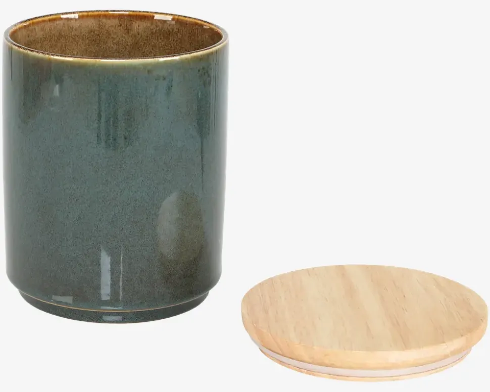 Krukke M. Trælåg Petrol H.15 cm