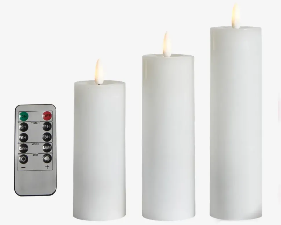 LED Bloklys Sæt 3Stk Hvid Ø.5cm