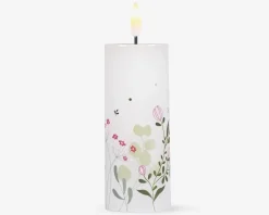 LED lys voks 3 stk. grøn blomster