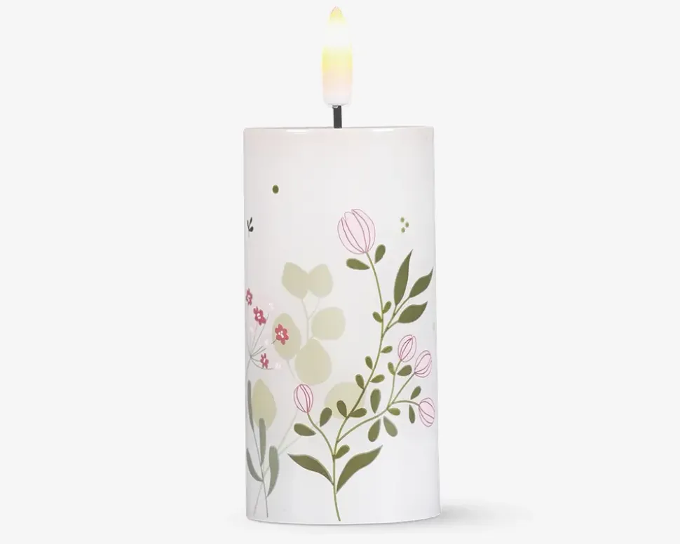 LED lys voks 3 stk. grøn blomster