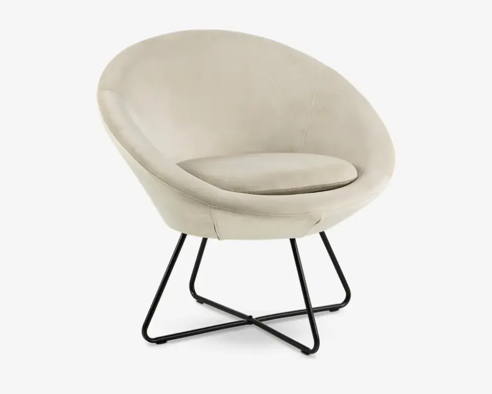 Loungestol beige/sort metalstel