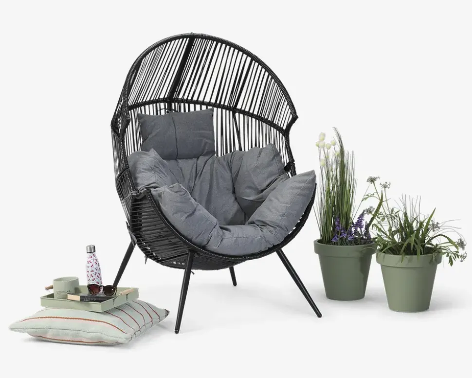 Loungestol Cozy i sort/grå