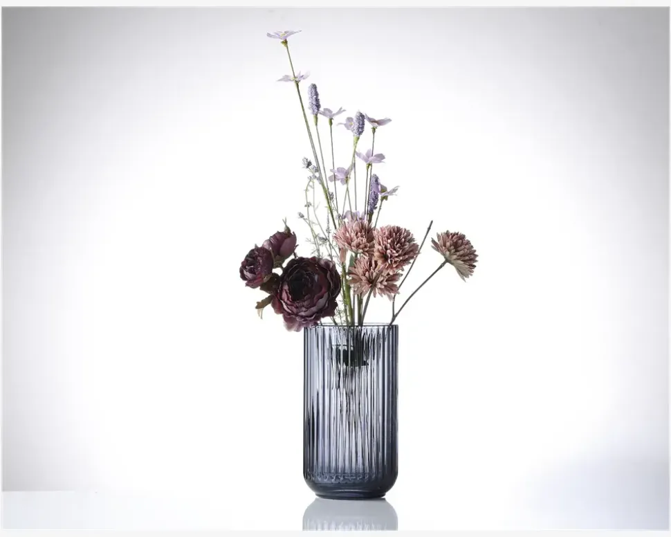 Lyngby vase glas blå H.20 cm