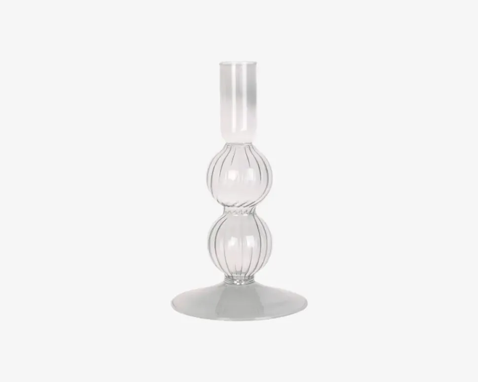 Lysestage Bubbles Klar H.16 cm