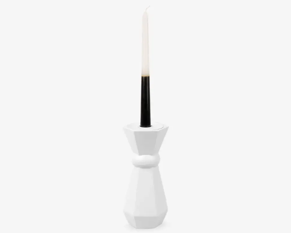 Lysestage Geo Queen hvid H.17 cm