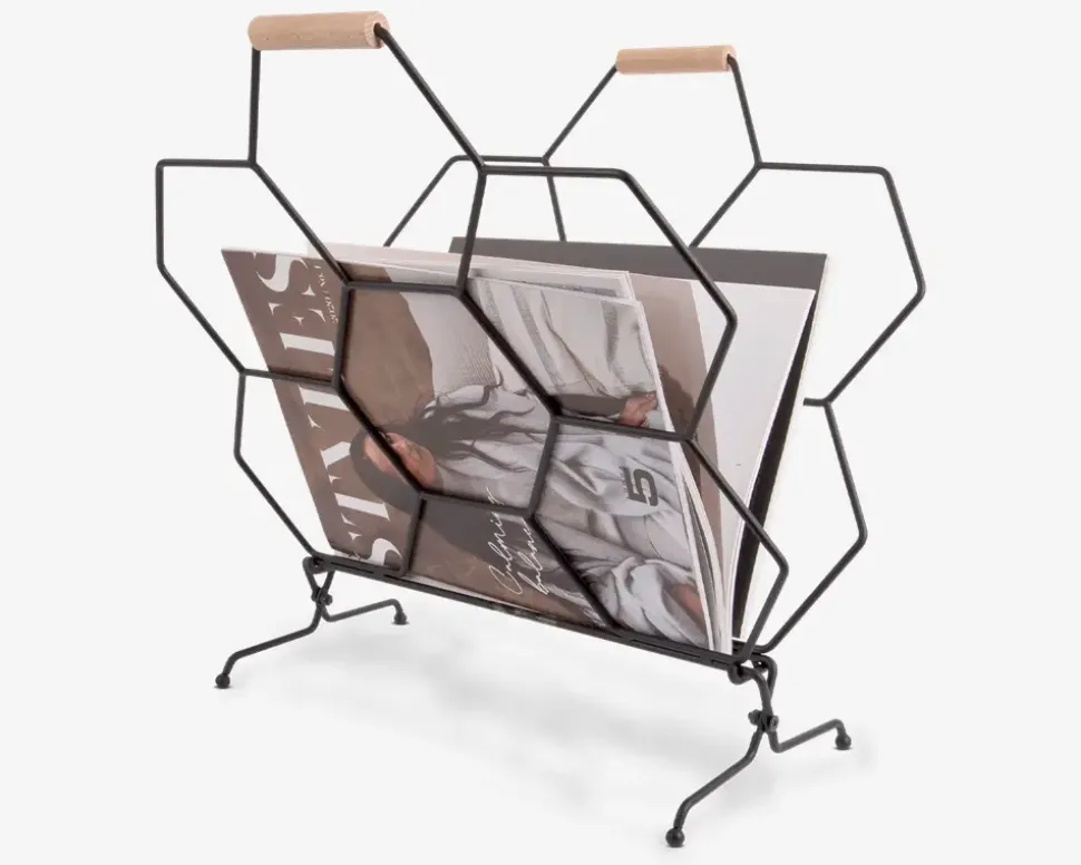 Magasinholder Honeycomb sort H.45 cm