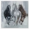 Maleri 3 heste grå 100x100 cm