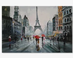 Maleri Paris regn 80x120 cm