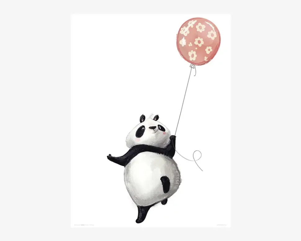 Plakat Panda m. Ballon