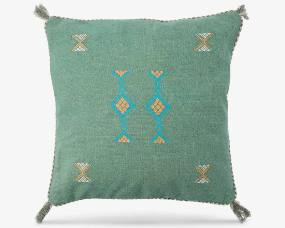 Pude broderi/kvast grøn 45x45 cm