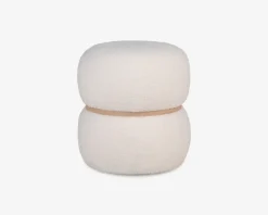 PUF HVID BOUCLE Ø-38CM. H-41CM