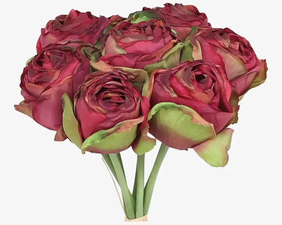 Rosen Bundt Mørk Rød H.28cm