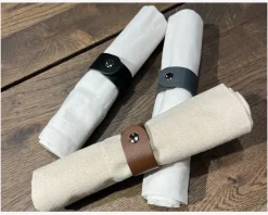 Servietring 6pk Læder Grå
