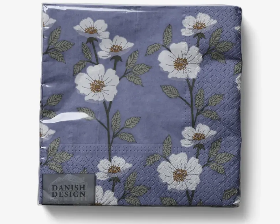 Servietter blå blomster 33x33 cm
