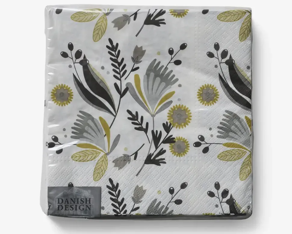 Servietter brun blomster 33x33 cm