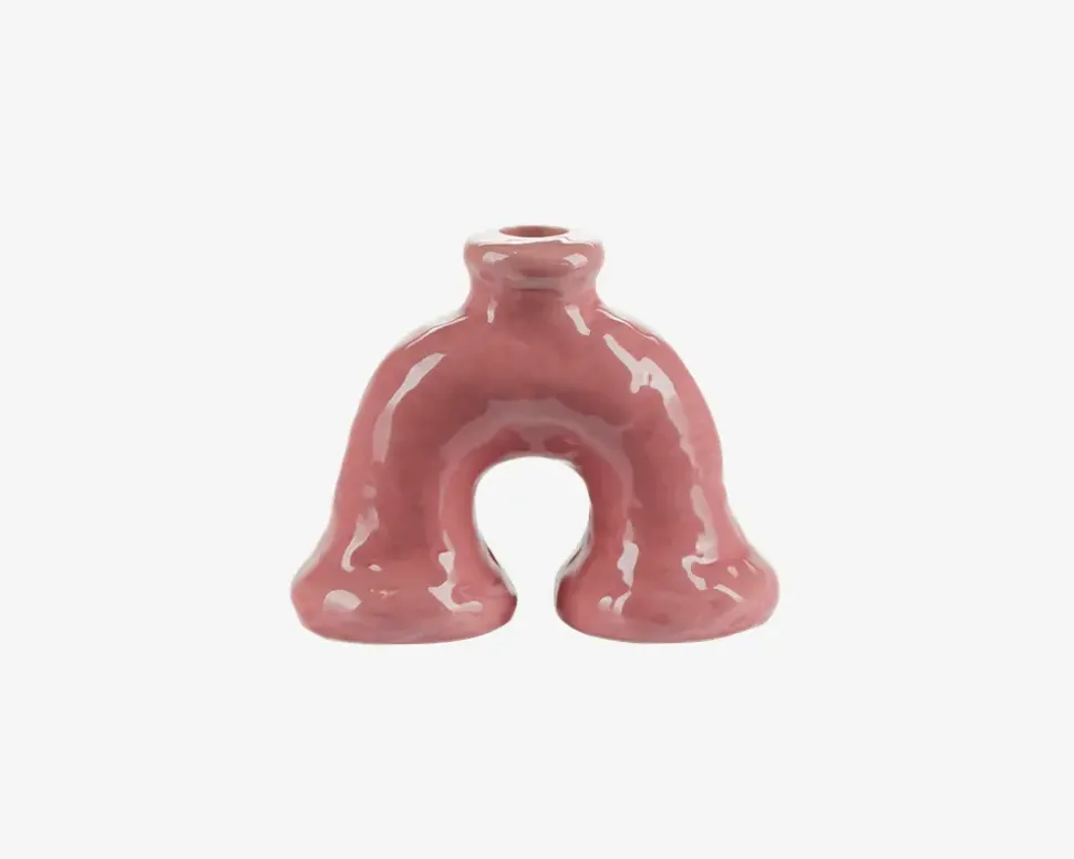 Skulptur Lysestage Rosa H.12,5 cm