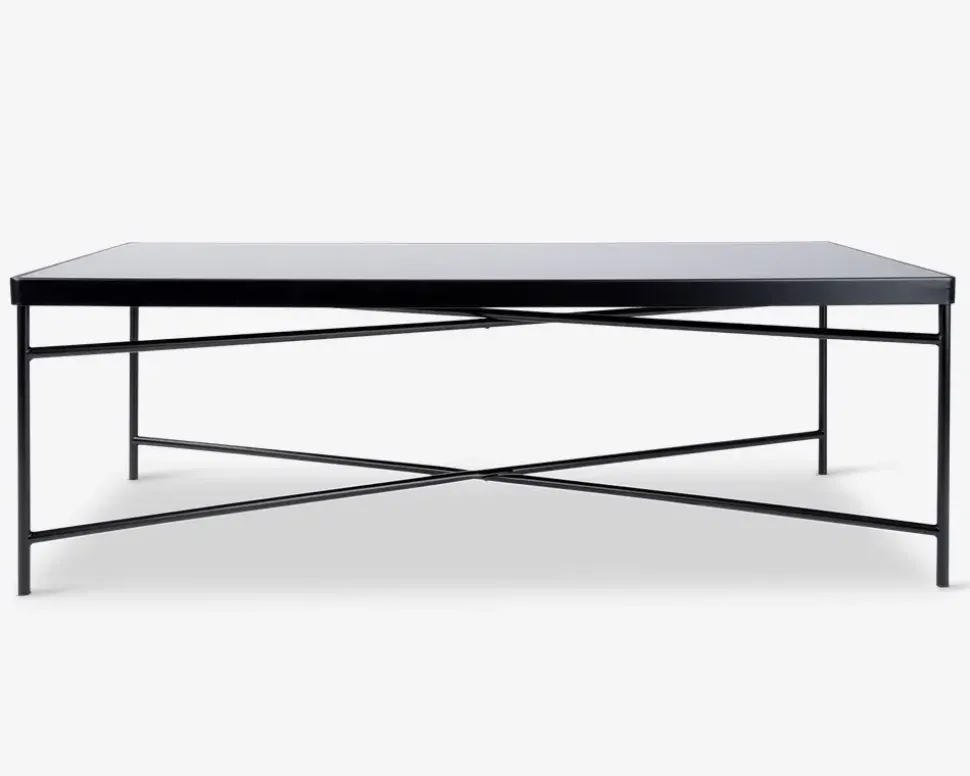 Sofabord sort/glas 60x120 cm
