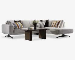 Sofa m. Åben Afslutning Beige Højrevendt