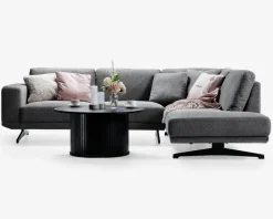 Sofa m. åben afslutning grå højrevendt