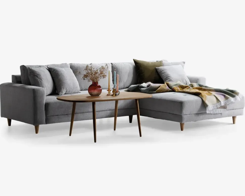 Sofa med XL chaiselong beige