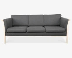 Sofa 3 Pers Tremmesofa Grå Stof