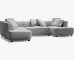 Sofa U-shape grå/beige venstrevendt
