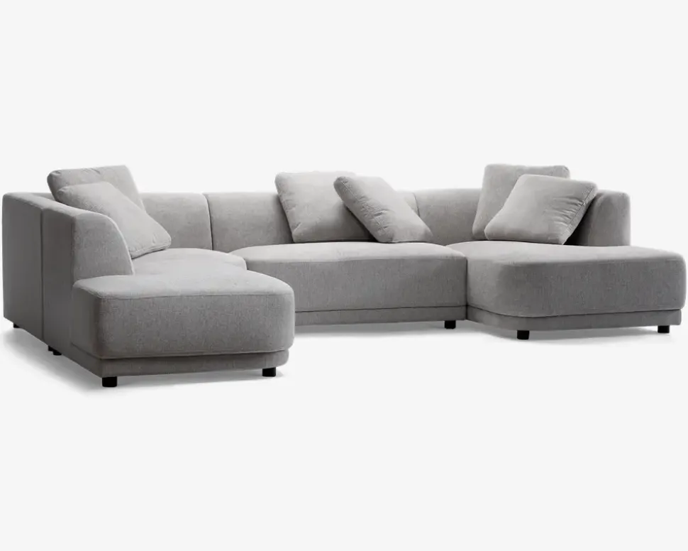 Sofa U-shape grå/beige venstrevendt