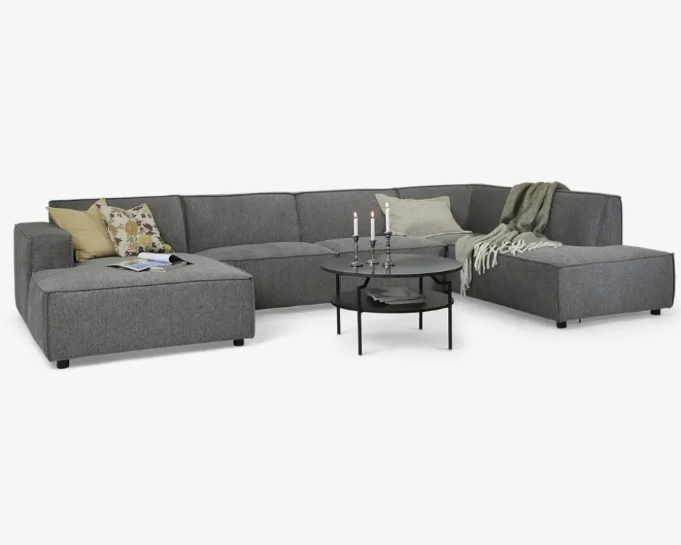 Sofa U-shape Højrevendt Grå