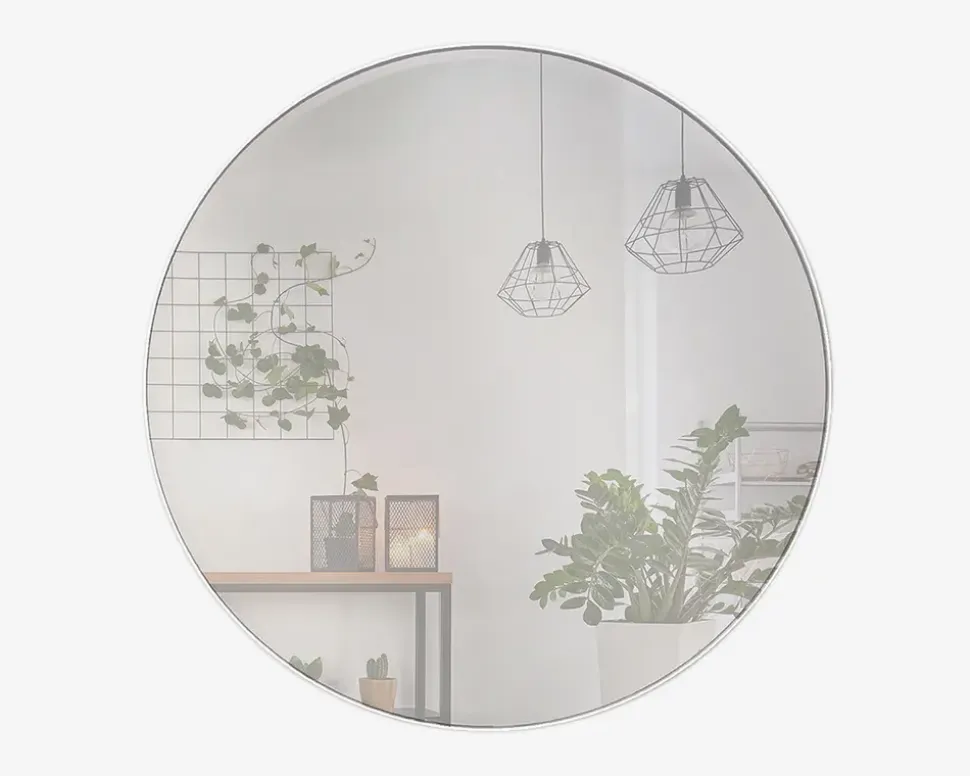 Spejl Cirkel Hvid Ø80 cm