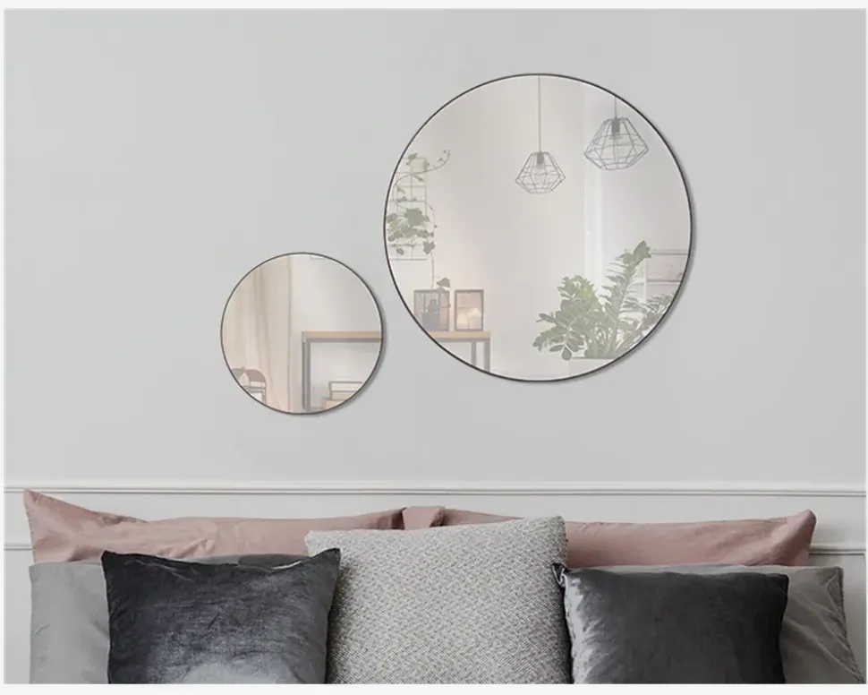 Spejl Cirkel Sort Ø.80 cm