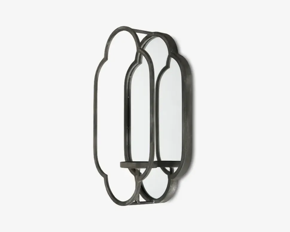 Spejl m/lysestage metal H.40 cm