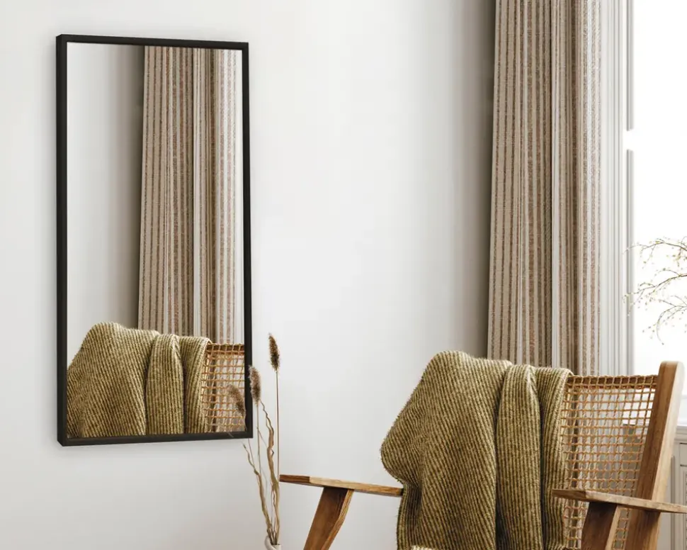 Spejl slim sort træ 40x80 cm