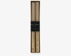 Stearinlys Cream/Guld 2 Stk.