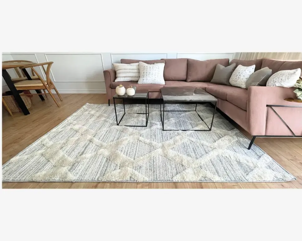 Tæppe Pisa lysgrå/hvid 140 x 200 cm