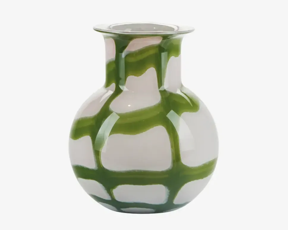 Vase Mønster Rosa/Grøn H.17.5 cm