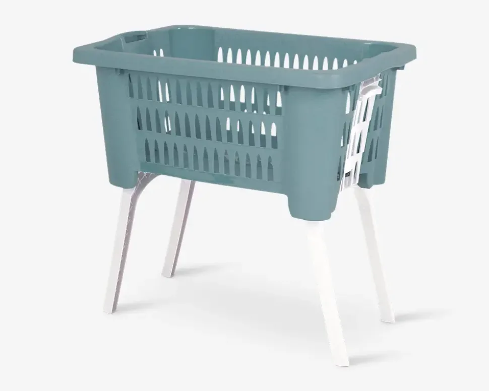 Vasketøjskurv m. udklappelige ben 60L ass.