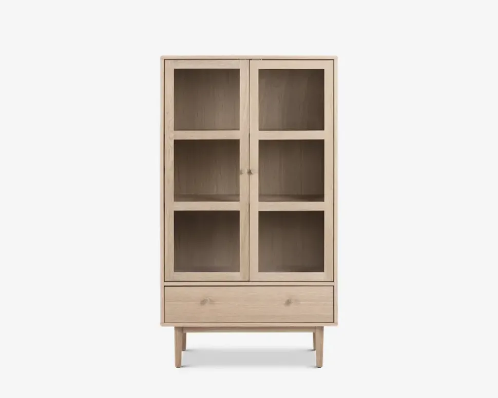 Vitrine Aston i hvidolieret fineret eg